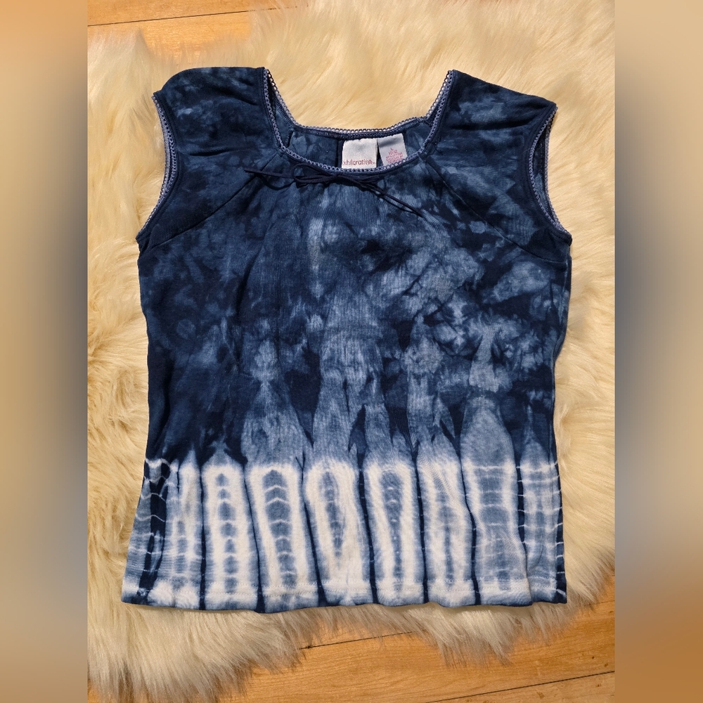 Y2k Xhilaration Blue Tie-Dye Cap Sleeves Top Size Large Girls 10/12